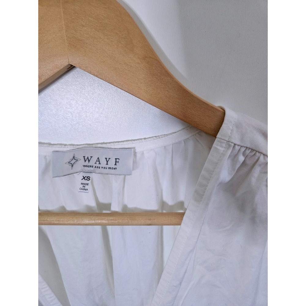 WAYF White V-Neck Smocked‎ Waist Mini Dress Women's Size XS Summer Casual Beach - Picture 4 of 6